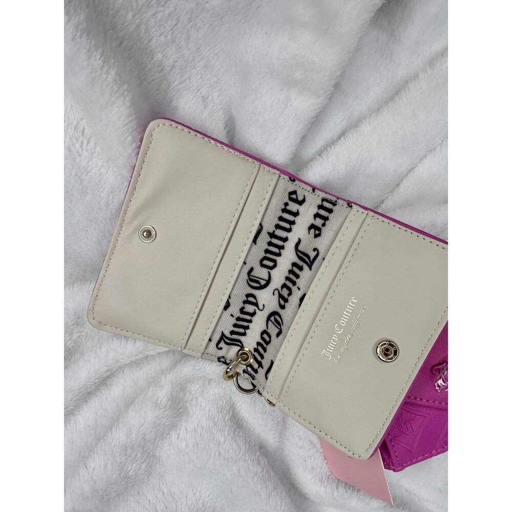Juicy Couture Wallet Wristlet Womens One Size Pink Heart Logo Card Holder Chain - Picture 4 of 4